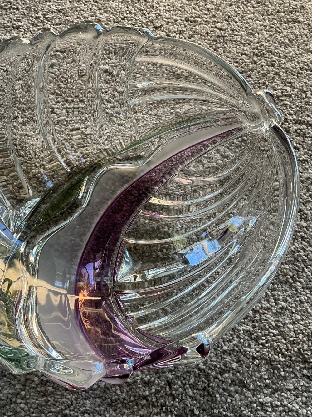 Large Vintage MIKASA Centrepiece Bowl. Nautica Frost with Purple Swipe
